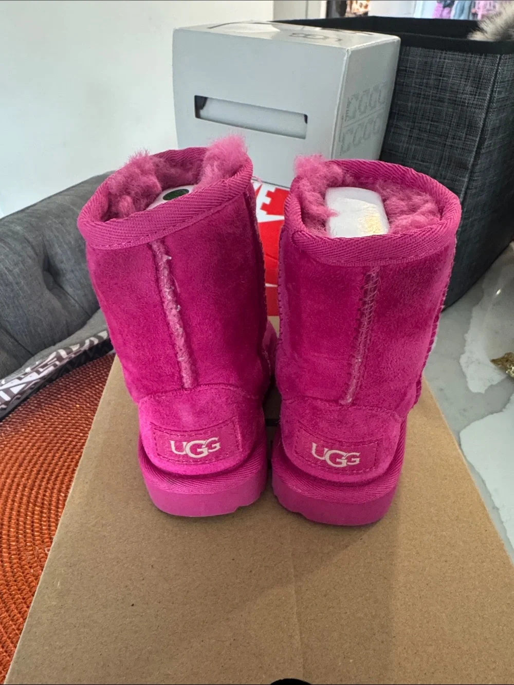 UGG Kids Suede Hot Pink Cozy Boots
